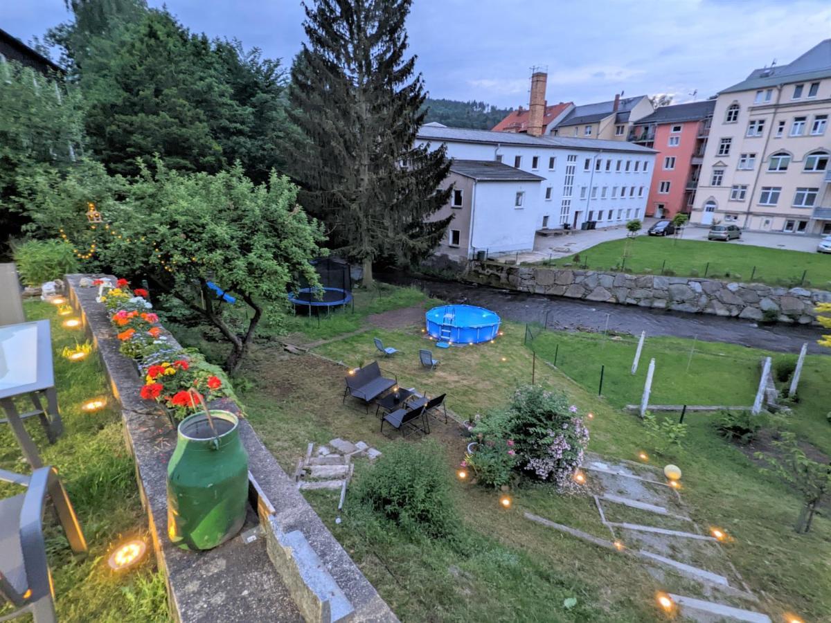 Ferienwohnung Urlaubstraum mit Pool, Terrasse&Fluss im Garten - UT Sebnitz Exterior foto